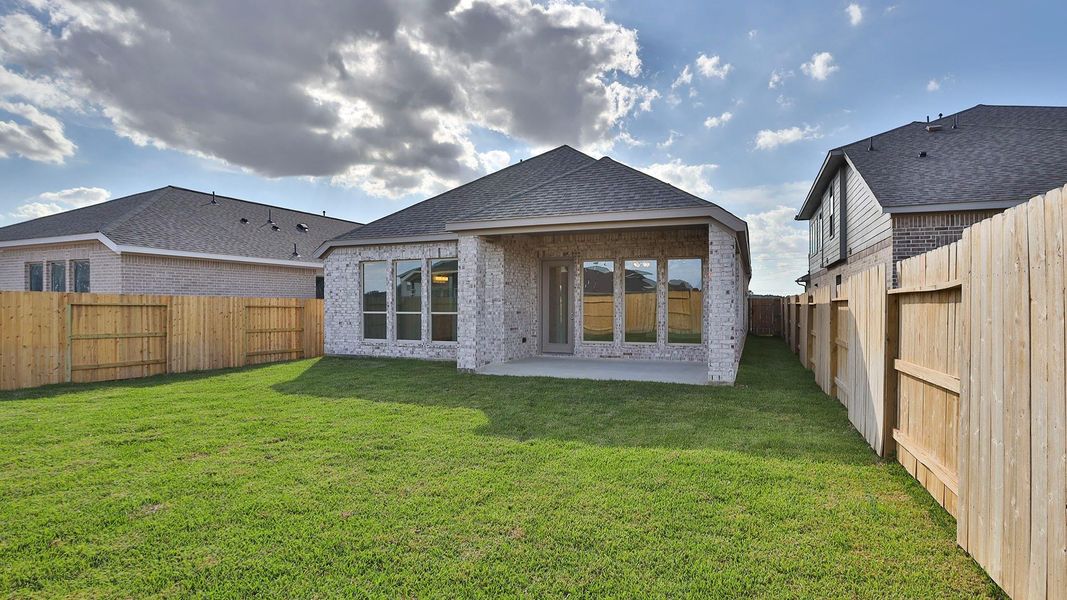 Exterior details and patio area of a home in Amira 45', Tomball (Image 2). Exterior details and patio area of a home in Amira 45', Tomball (Image 2).