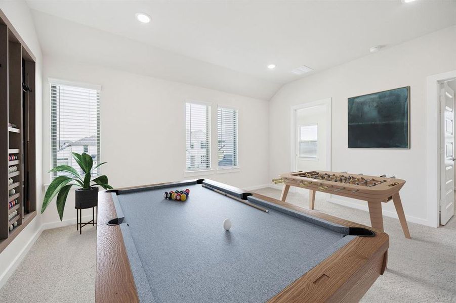 Game Room in the Claret home plan by Trophy Signature Homes  REPRESENTATIVE PHOTO