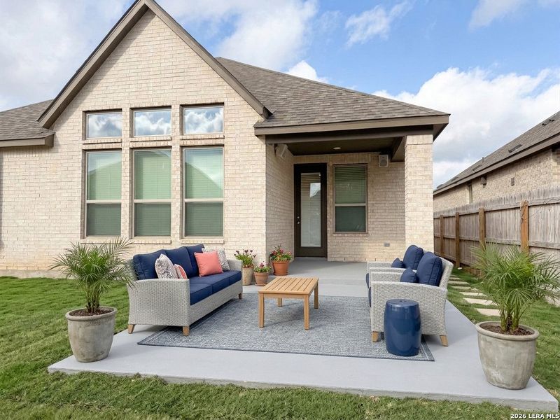 Exterior details and patio area of a home in Alsatian Oaks, Castroville (Image 3). Exterior details and patio area of a home in Alsatian Oaks, Castroville (Image 3).
