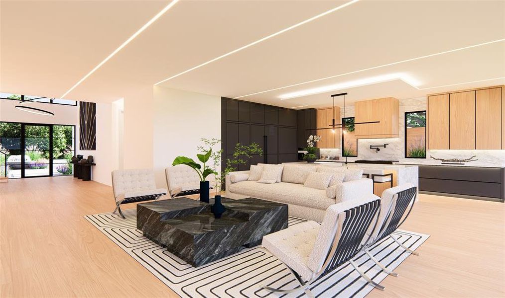 Living room with light wood-type flooring Living room with light wood-type flooring