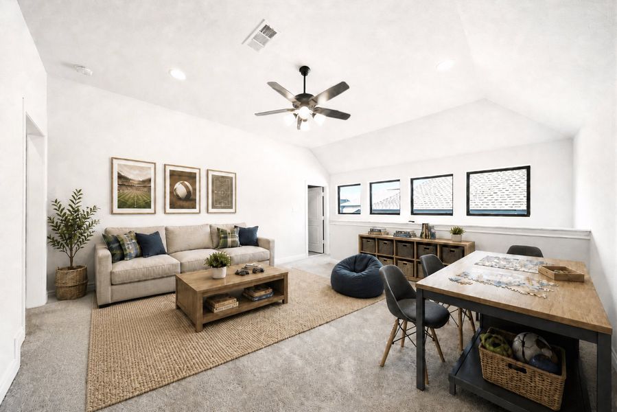 Furnished interior view inside a new home in Bridgeland 60′, Cypress (Image 9).