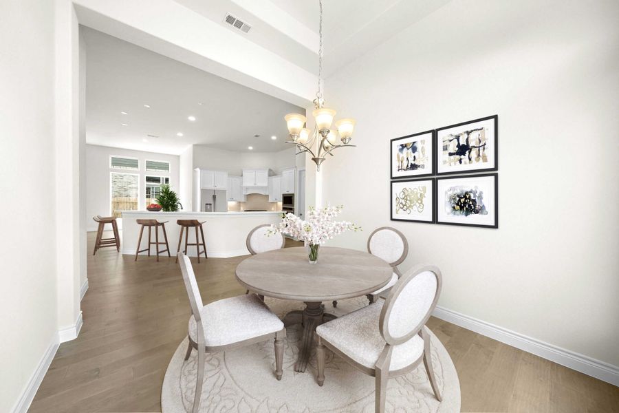 Representative furnished interior of a home built from the 2855AU by Ravenna Homes in Audubon 60′, Magnolia (Image 7).