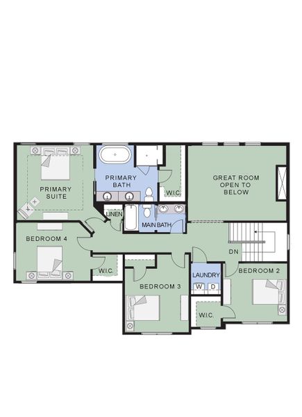 2D floor plan layout of this home in Fieldstream Estates, Lancaster, NY (Image 3).