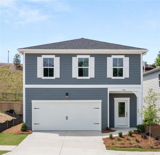 Front exterior of a new home in The Bluffs, Canton, GA, highlighting curb appeal (Image 18). Front exterior of a new home in The Bluffs, Canton, GA, highlighting curb appeal (Image 18).