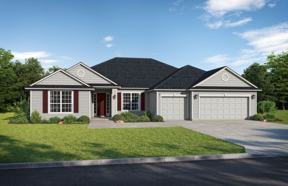 Representative exterior photo of a completed home built from the Brookhaven by SEDA New Homes in Katie Cove, Jacksonville, FL (Image 2). Representative exterior photo of a completed home built from the Brookhaven by SEDA New Homes in Katie Cove, Jacksonville, FL (Image 2).