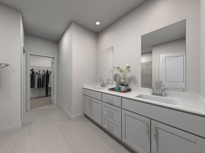 Primary suite bathroom in the Dakota floorplan.