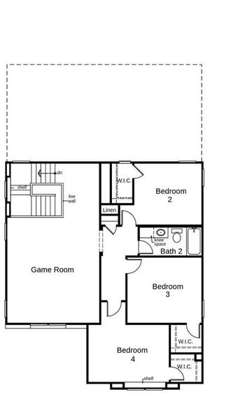 This floor plan features 4 bedrooms, 2 full baths, 1 half bath, and over 2,500 square feet of living space.