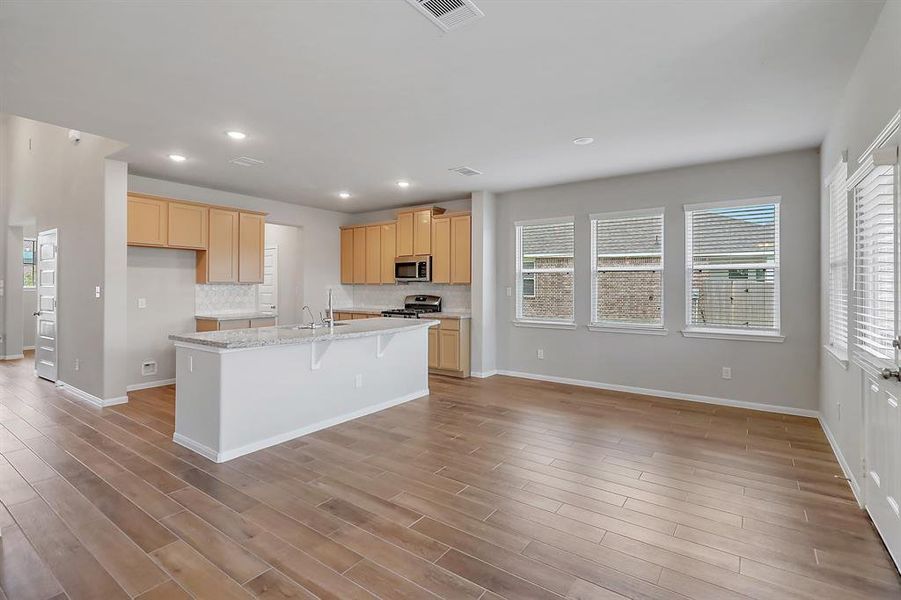 View of kitchen from living room