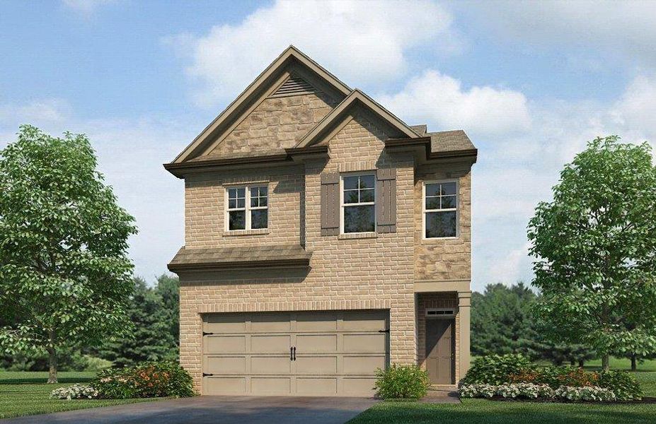 Front exterior of a new home in Pointe Park, Union City, GA, highlighting curb appeal (Image 1). Front exterior of a new home in Pointe Park, Union City, GA, highlighting curb appeal (Image 1).