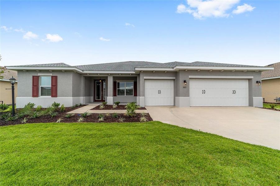 Front exterior of a new home in On Top of the World Communities, Ocala, FL, highlighting curb appeal (Image 21). Front exterior of a new home in On Top of the World Communities, Ocala, FL, highlighting curb appeal (Image 21).