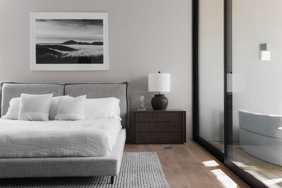 Bedroom with wood finished floors