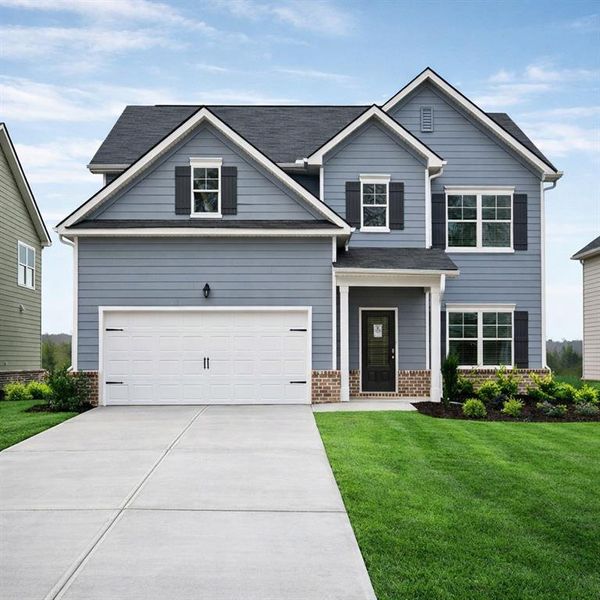 Front exterior of a new home in The Hills at Cedar Creek, Winder, GA, highlighting curb appeal (Image 24).