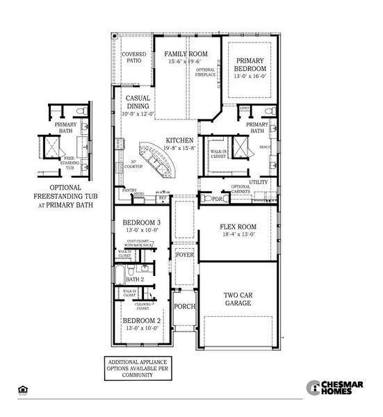 2D floor plan layout for the Mariah – 55′ Lot by Chesmar Homes in Attwater, Waller, TX (Image 3). 2D floor plan layout for the Mariah – 55′ Lot by Chesmar Homes in Attwater, Waller, TX (Image 3).