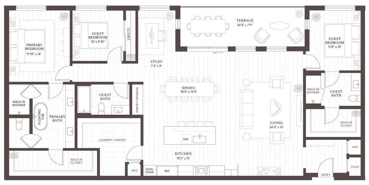 2D floor plan layout for the C15 Penthouse by Intracorp in Leland South Congress, Austin, TX (Image 1).