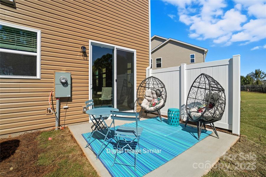 Exterior details and patio area of a home in Bailey Run, Charlotte (Image 20). Exterior details and patio area of a home in Bailey Run, Charlotte (Image 20).