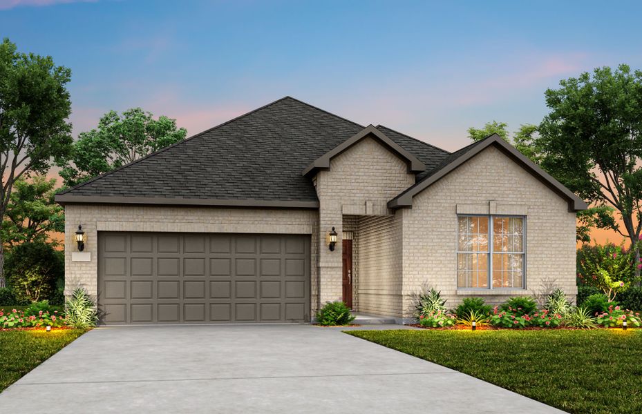 The Parker, a one-story home with 2-car garage, shown with Home Exterior 31 The Parker, a one-story home with 2-car garage, shown with Home Exterior 31