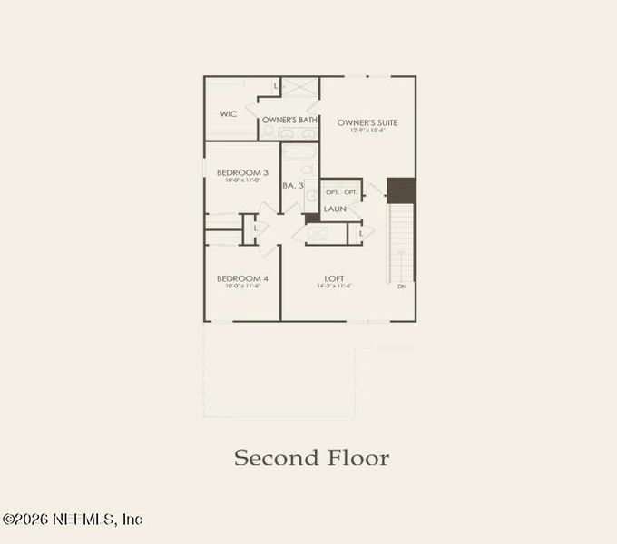 2D floor plan layout of this home in Wells Landing, Jacksonville, FL (Image 4).