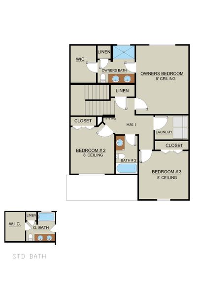 New Haven Townhome B - Rendering 2nd  Floor | Ernest Homes