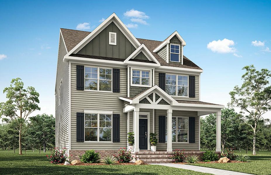 Representative exterior photo of a completed home built from the Abbeyville by Eastwood Homes in Colleton Park, Aiken, SC (Image 5). Representative exterior photo of a completed home built from the Abbeyville by Eastwood Homes in Colleton Park, Aiken, SC (Image 5).