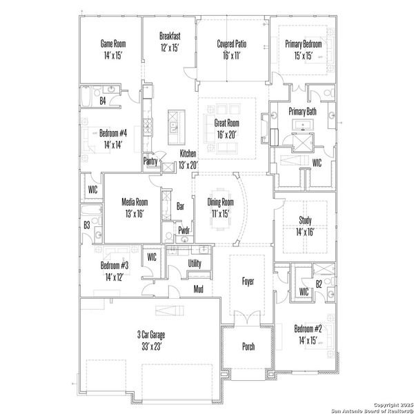 2D floor plan layout of this home in Esperanza - 80' & 90', Boerne, TX (Image 3). 2D floor plan layout of this home in Esperanza - 80' & 90', Boerne, TX (Image 3).