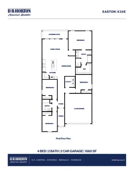 2D floor plan layout for the Easton by D.R. Horton in Madeley Creek Preserve, Conroe, TX (Image 4). 2D floor plan layout for the Easton by D.R. Horton in Madeley Creek Preserve, Conroe, TX (Image 4).