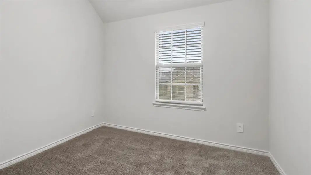 Carpeted spare room with baseboards and vaulted ceiling Carpeted spare room with baseboards and vaulted ceiling