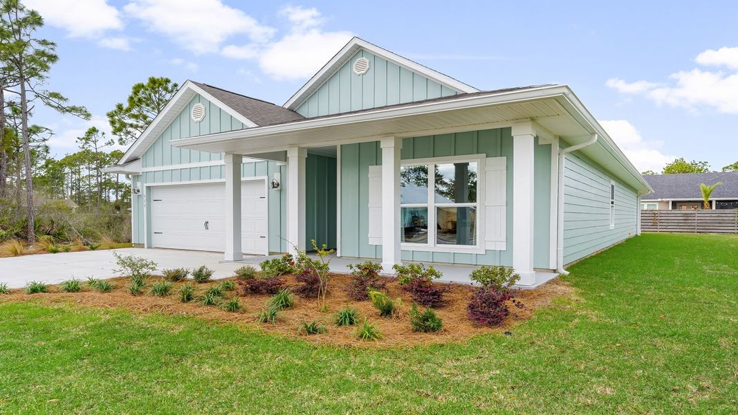 Representative exterior photo of a completed home built from the The Delray by D.R. Horton in Pine Creek and Heron Walk, Port St. Joe, FL (Image 2). Representative exterior photo of a completed home built from the The Delray by D.R. Horton in Pine Creek and Heron Walk, Port St. Joe, FL (Image 2).