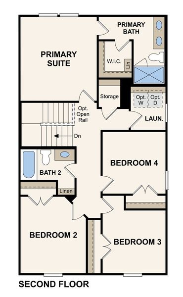 2D floor plan layout for the Dahlia - 1558 by Century Communities in Rosemont Hill, San Antonio, TX (Image 3).