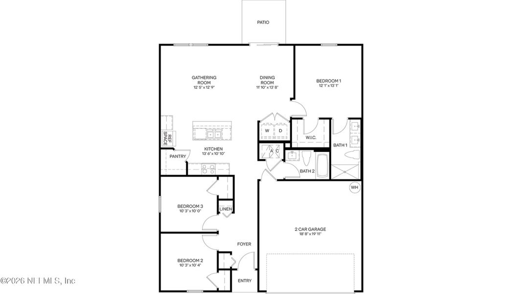 2D floor plan layout of this home in The Arbors, Jacksonville, FL (Image 3).