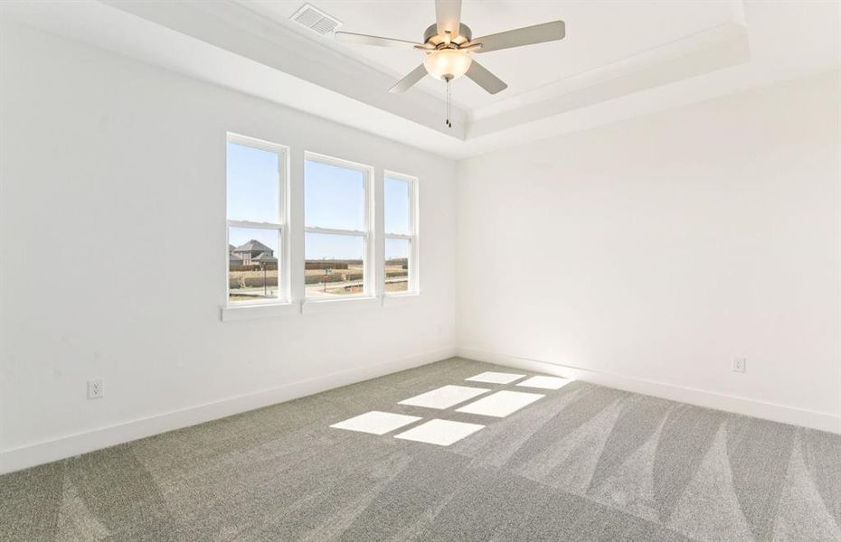 Spacious owner's suite highlighted by large windows and an exquisite tray ceiling