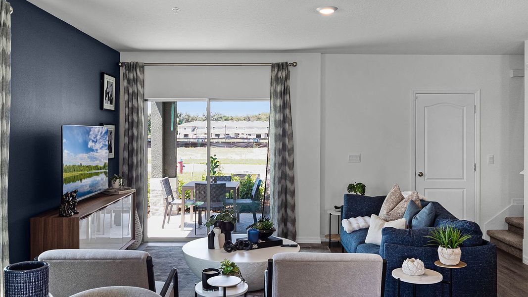 Furnished interior view inside a new home in Avian Pointe Townhomes, Apopka (Image 9). Furnished interior view inside a new home in Avian Pointe Townhomes, Apopka (Image 9).