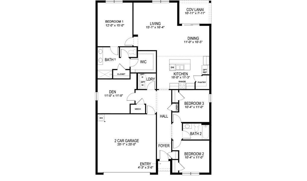 2D floor plan layout for the Cali by D.R. Horton in North Port - Express Series, North Port, FL (Image 4).