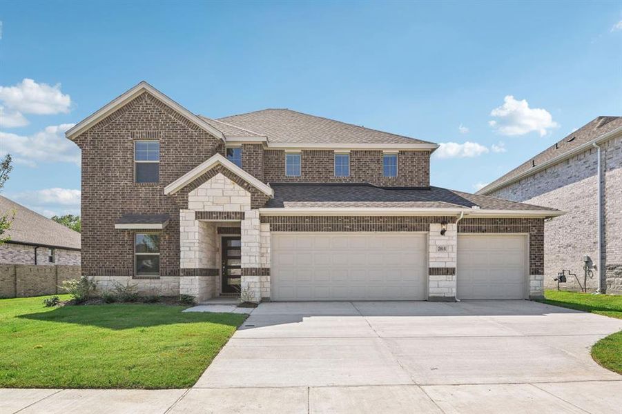 Front exterior of a new home in Windmore, Princeton, TX, highlighting curb appeal (Image 22).