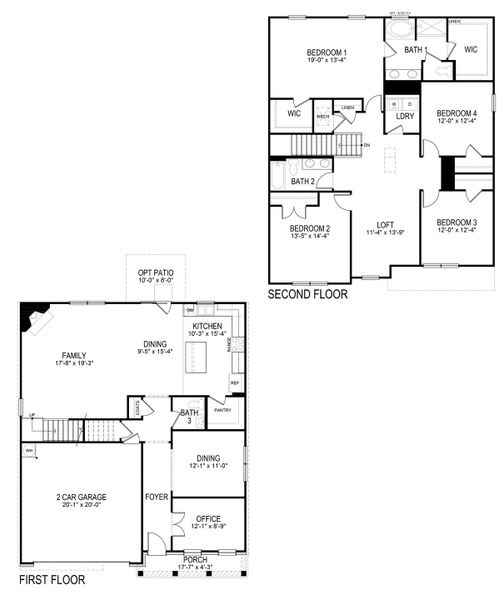 2D floor plan layout for the HANOVER by D.R. Horton in Falcon Landing, Gainesville, GA (Image 5).
