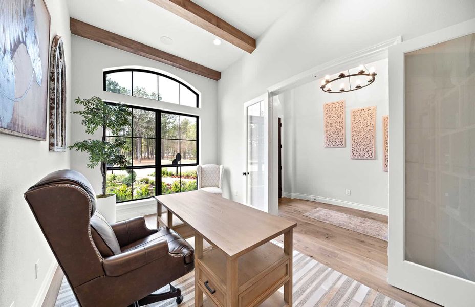 Representative furnished interior of a home built from the 3546 by Ravenna Homes in The Woodlands Hills 65′, Willis (Image 6).