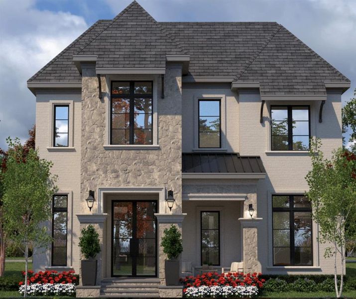 Front exterior of a new home in , Southlake, TX, highlighting curb appeal (Image 1). Front exterior of a new home in , Southlake, TX, highlighting curb appeal (Image 1).