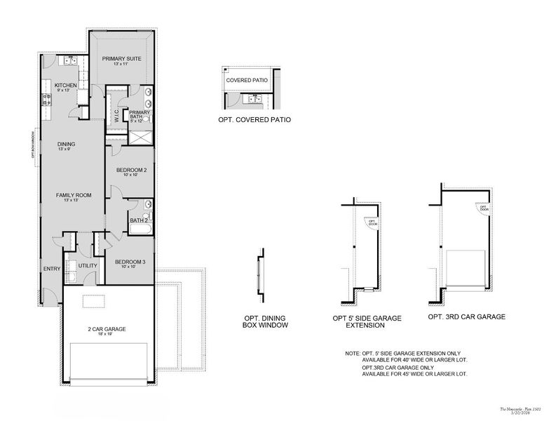 2D floor plan layout for the The Newcastle by Legend Homes in Ridgeland Hills, Willis, TX (Image 3).