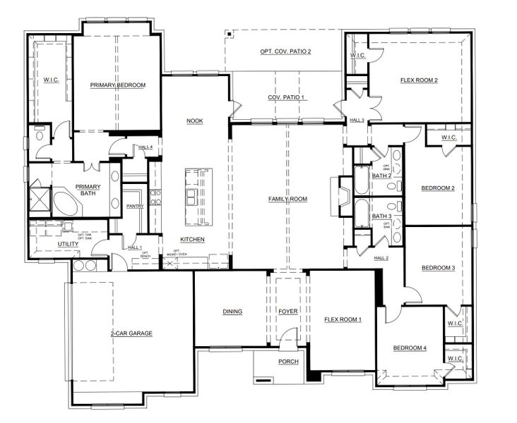 2D floor plan layout for the Concept 3441 by Risewell Homes in Mockingbird Hills - Premiere Series, Joshua, TX (Image 3). 2D floor plan layout for the Concept 3441 by Risewell Homes in Mockingbird Hills - Premiere Series, Joshua, TX (Image 3).