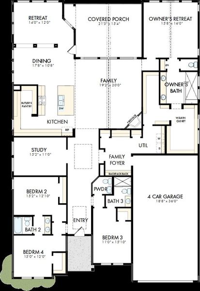 2D floor plan layout of this home in COLTON - Parkview Collection, Todd Mission, TX (Image 2). 2D floor plan layout of this home in COLTON - Parkview Collection, Todd Mission, TX (Image 2).