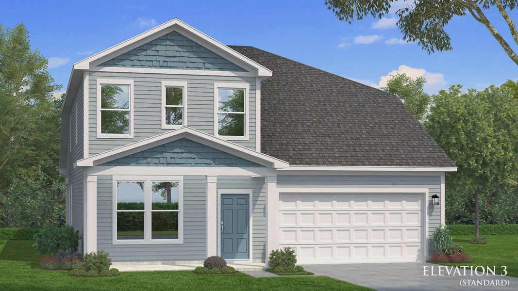 Representative exterior photo of a completed home built from the Ansley by DRB Homes in Weavers Pointe, Zebulon, NC (Image 13).