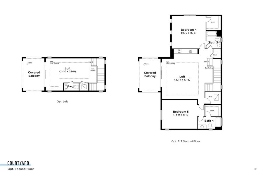 2D floor plan layout for the Courtyard by DRB Homes in Biscayne Landing at Seaire, Parrish, FL (Image 31).