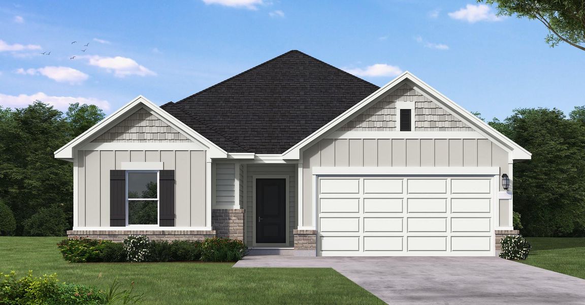 Front exterior of a new home in Westridge Cove, Conroe, TX, highlighting curb appeal (Image 1). Front exterior of a new home in Westridge Cove, Conroe, TX, highlighting curb appeal (Image 1).