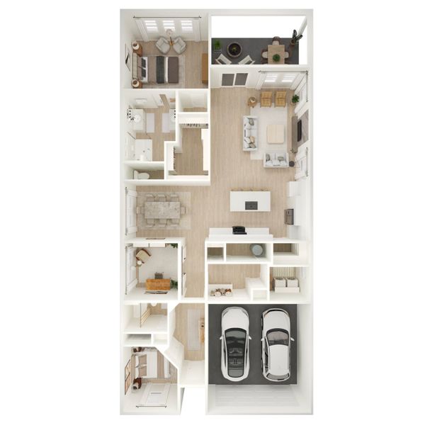 2D floor plan layout for the Jenkins II by K. Hovnanian® Homes in K. Hovnanian's® Four Seasons at Lakes of Cane Bay, Summerville, SC (Image 6). 2D floor plan layout for the Jenkins II by K. Hovnanian® Homes in K. Hovnanian's® Four Seasons at Lakes of Cane Bay, Summerville, SC (Image 6).
