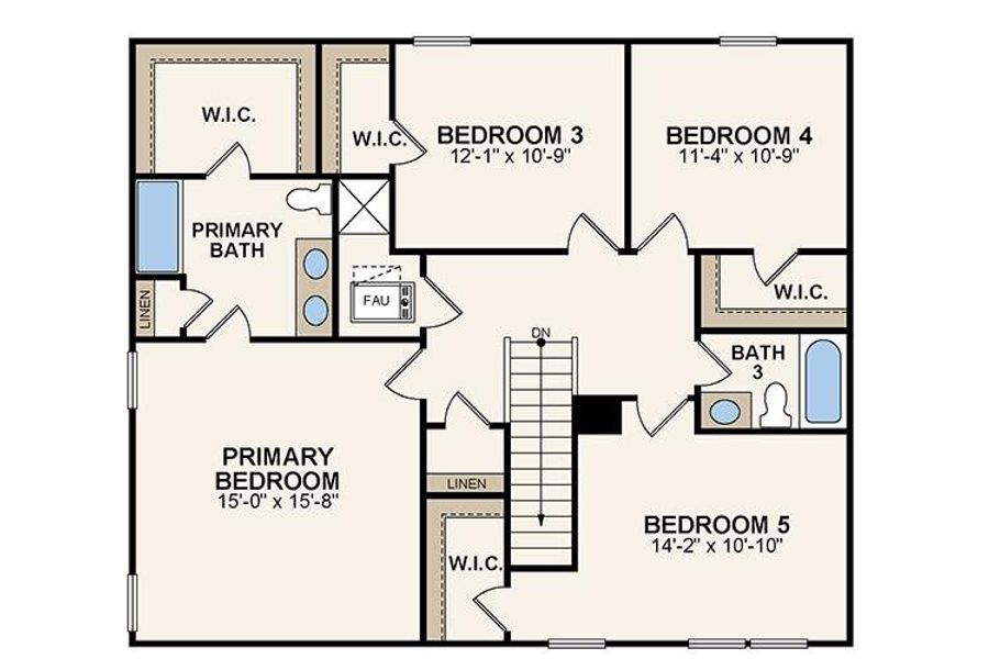 2D floor plan layout of this home in David's Place, Warner Robins, GA (Image 2).