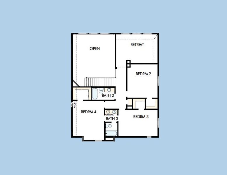 2D floor plan layout for the The Baltimore by David Weekley Homes in Myrtle Creek, Waxahachie, TX (Image 3).
