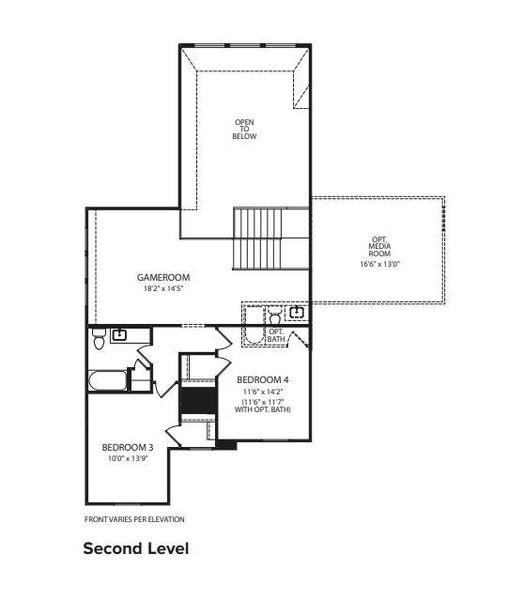 2D floor plan layout of this home in Wolf Ranch West Bend - 60', Georgetown, TX (Image 4).