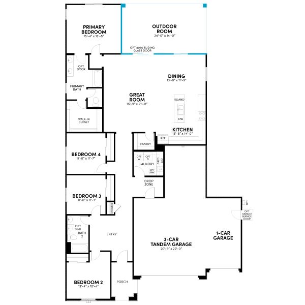 2D floor plan layout for the Ironwood by Brookfield Residential in Mariposa at Blossom Rock, Apache Junction, AZ (Image 9). 2D floor plan layout for the Ironwood by Brookfield Residential in Mariposa at Blossom Rock, Apache Junction, AZ (Image 9).