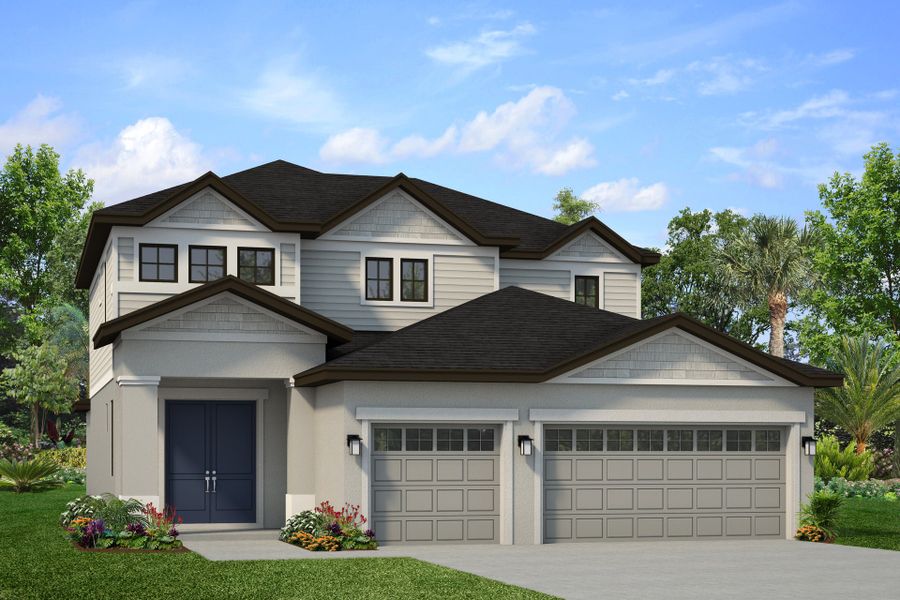 Representative exterior photo of a completed home built from the Kingsley by Park Square Residential in The Sanctuary at Seaire, Parrish, FL (Image 6). Representative exterior photo of a completed home built from the Kingsley by Park Square Residential in The Sanctuary at Seaire, Parrish, FL (Image 6).