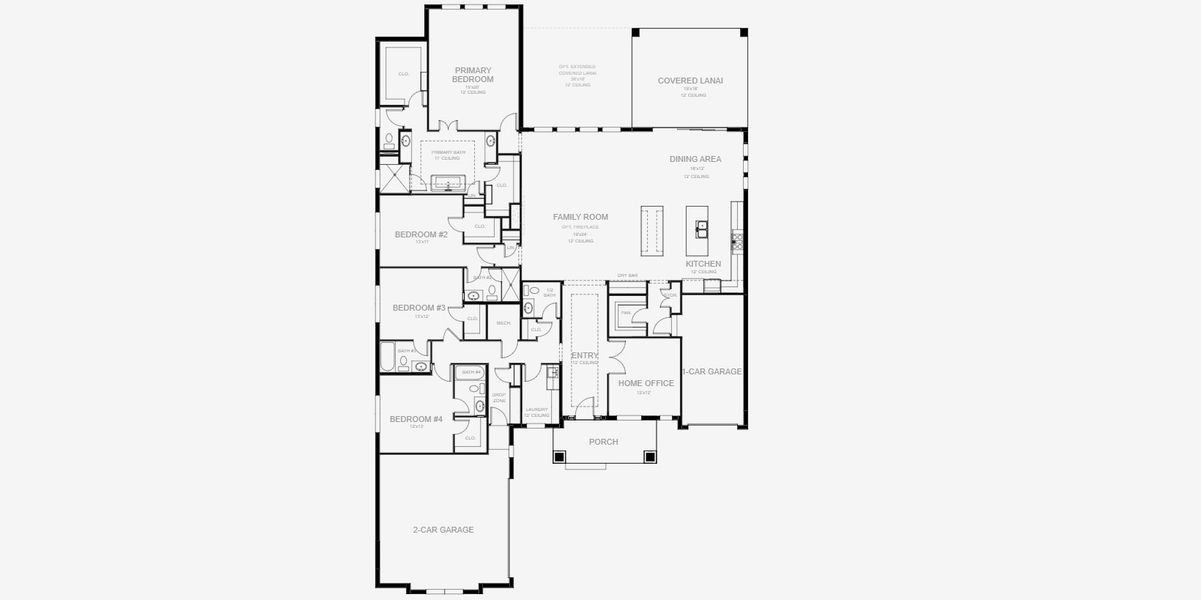 2D floor plan layout for the 3155F by Perry Homes in Star Farms At Lakewood Ranch 90', Lakewood Ranch, FL (Image 3).