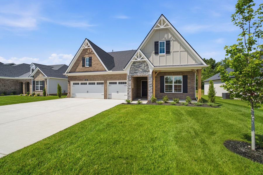 Front exterior of a new home in Dorris Farm, White House, TN, highlighting curb appeal (Image 2).
